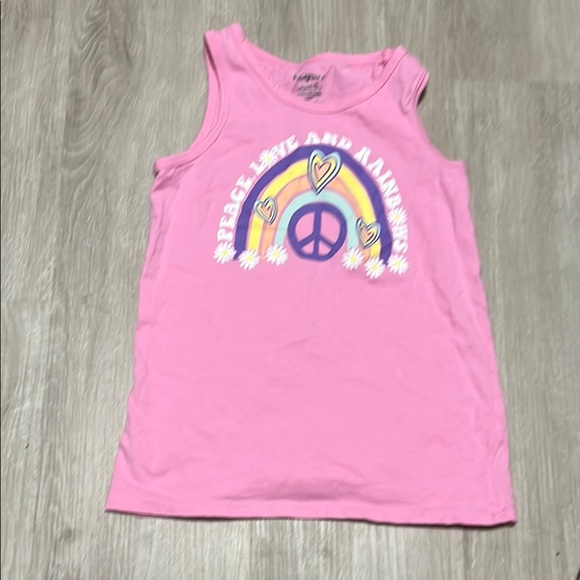 Pink Peace Love and Happiness Kids Tank Top - Picture 1 of 1